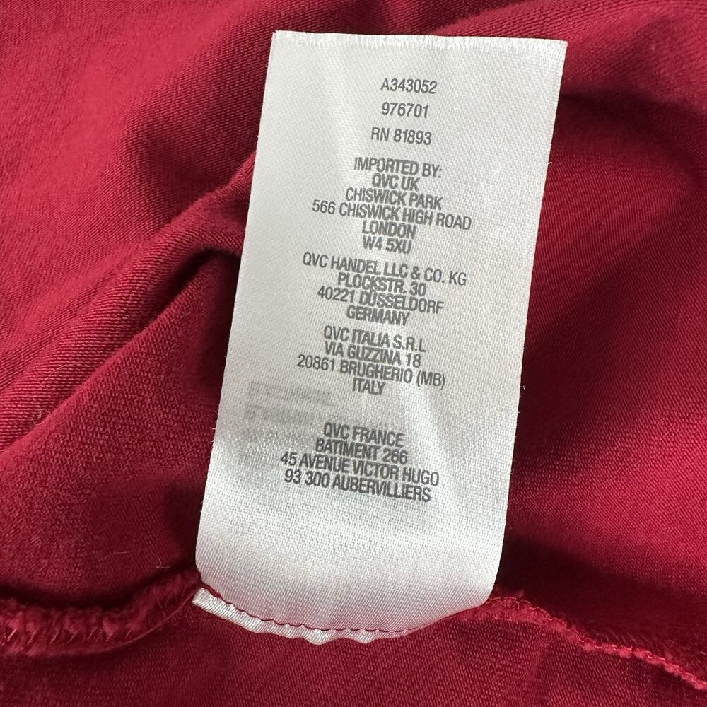 Susan Graver Shirt Top Womens 3X 3XL Red Embellished Vneck Basic Weekend Long - Picture 7 of 10
